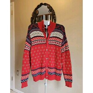 Polo Ralph Lauren Buffalo Nickel Fair Isle Cotton Linen Cardigan Sweater Mens L